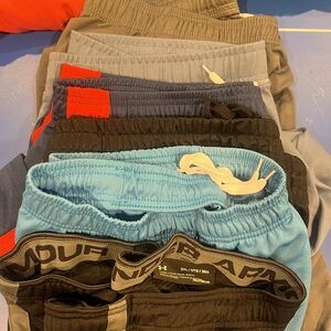 6 pairs workout shorts various colors various brands.